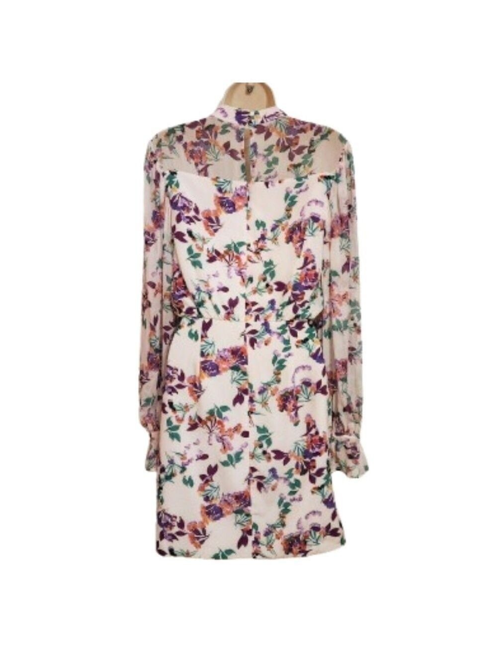 Saloni Rina Floral Silk Long Sleeve Mini Cocktail Dress - Picture 6 of 12